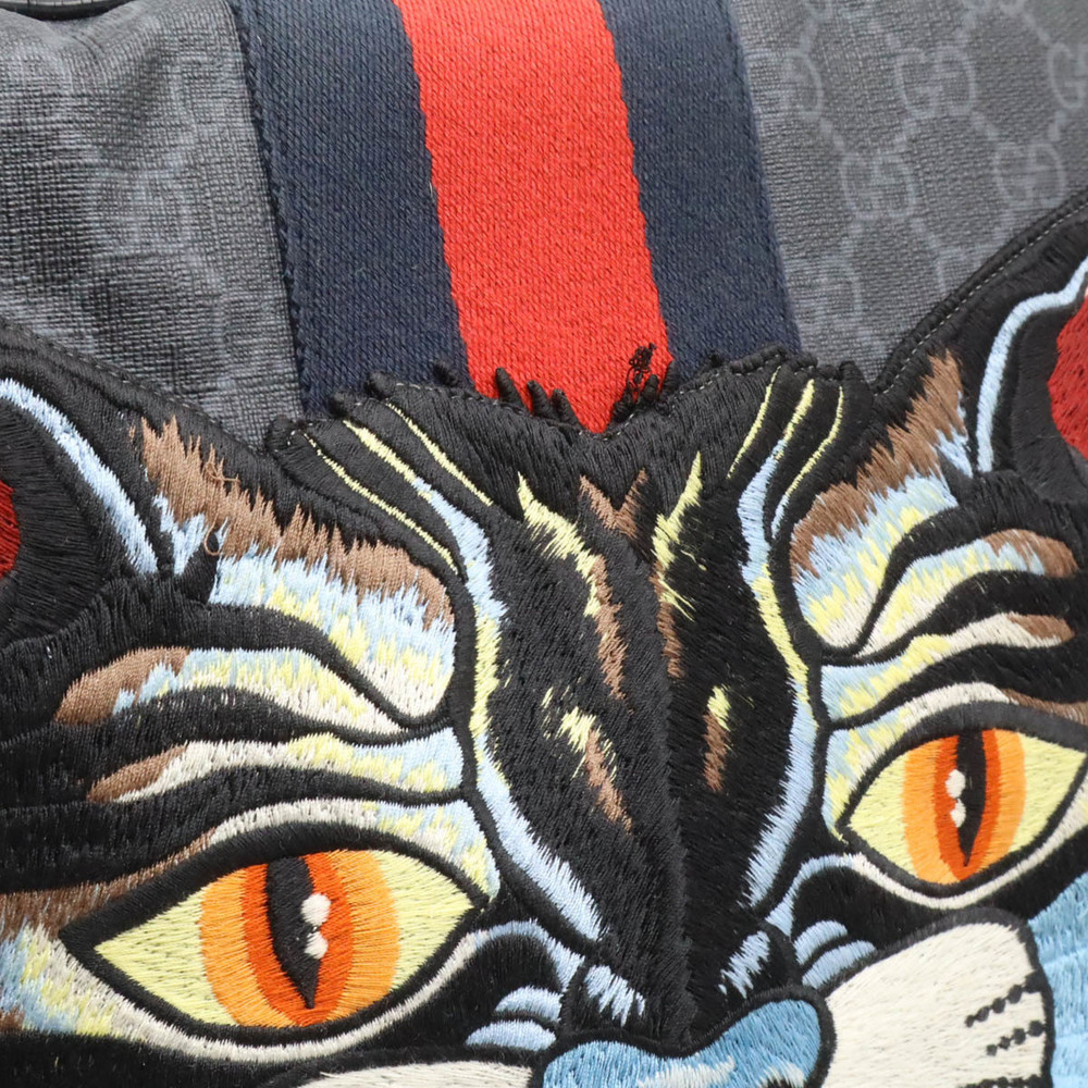 Gucci Leather Supreme Cat Backpack Patch Black Gg… - image 8